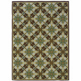 9' X 13' Brown and Ivory Floral Stain Resistant Indoor Outdoor Area Rug - Homeroots - Flyclothing LLC