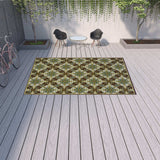 9' X 13' Brown and Ivory Floral Stain Resistant Indoor Outdoor Area Rug - Homeroots - Flyclothing LLC