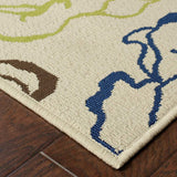 9' X 13' Green and Ivory Floral Stain Resistant Indoor Outdoor Area Rug - Homeroots - Flyclothing LLC