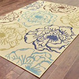 9' X 13' Green and Ivory Floral Stain Resistant Indoor Outdoor Area Rug - Homeroots - Flyclothing LLC