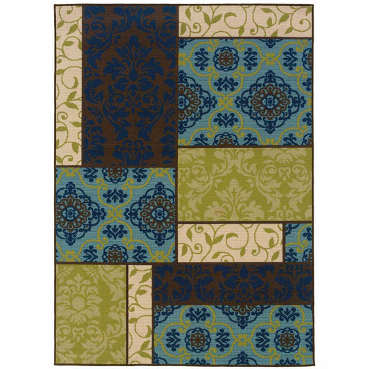 9' X 13' Brown Geometric Stain Resistant Indoor Outdoor Area Rug - Homeroots - Flyclothing LLC