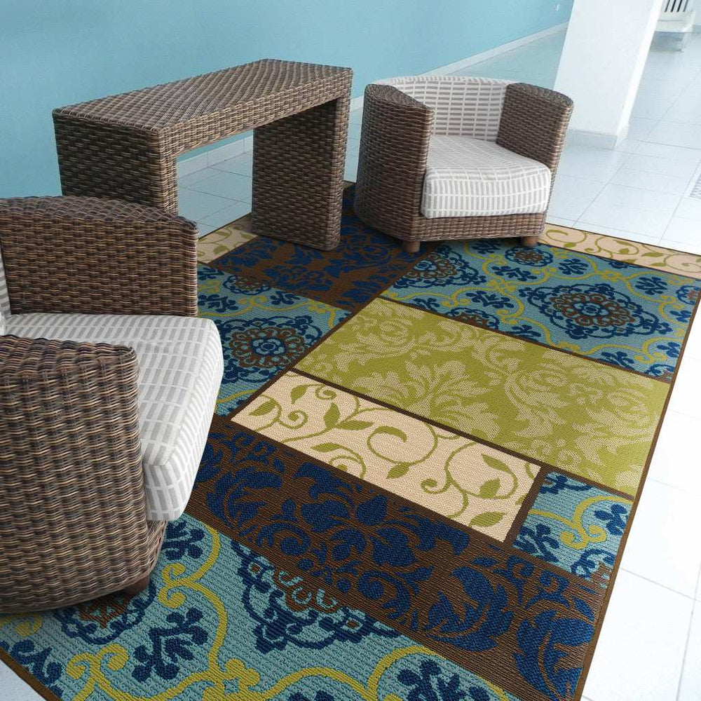 9' X 13' Brown Geometric Stain Resistant Indoor Outdoor Area Rug - Homeroots - Flyclothing LLC