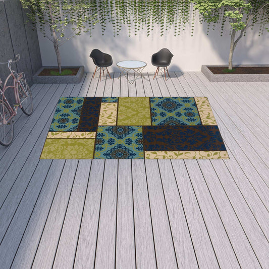 9' X 13' Brown Geometric Stain Resistant Indoor Outdoor Area Rug - Homeroots - Flyclothing LLC
