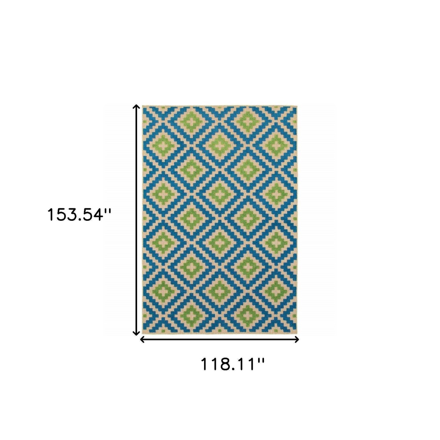 10' X 13' Blue and Beige Geometric Stain Resistant Indoor Outdoor Area Rug - Homeroots - Flyclothing LLC
