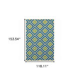 10' X 13' Blue and Beige Geometric Stain Resistant Indoor Outdoor Area Rug - Homeroots - Flyclothing LLC