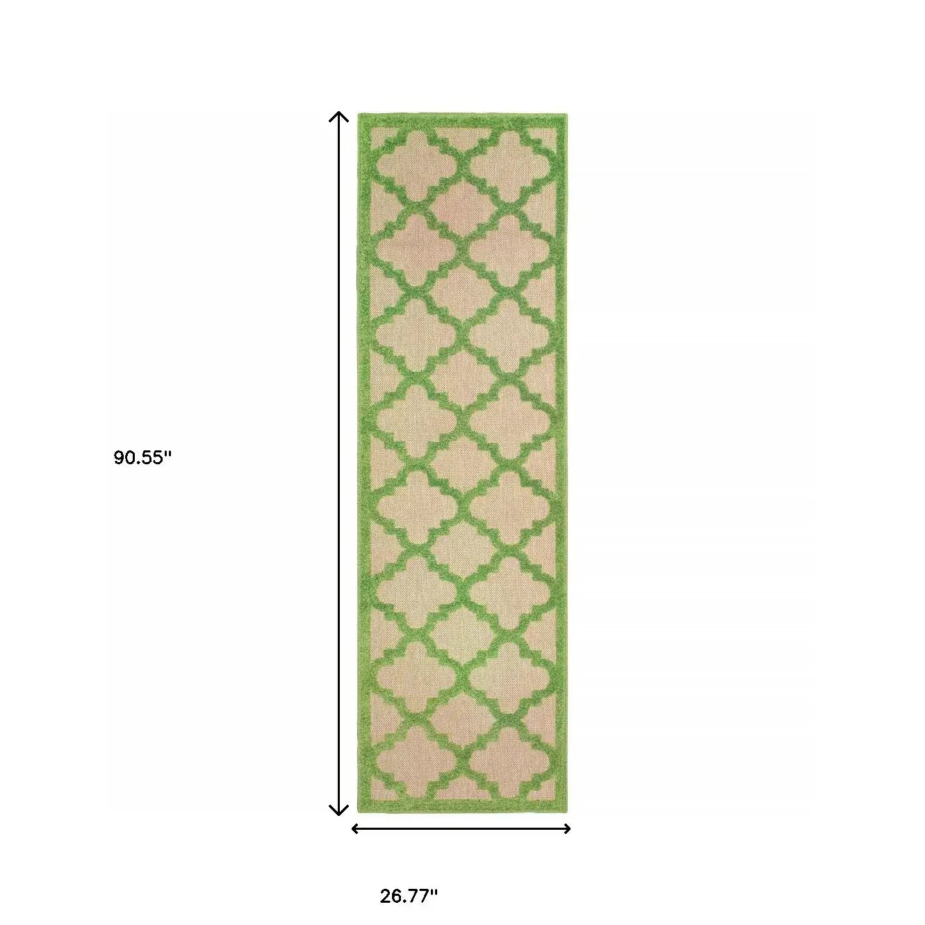 2' X 8' Green Geometric Stain Resistant Indoor Outdoor Area Rug - Homeroots - Flyclothing LLC