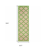 2' X 8' Green Geometric Stain Resistant Indoor Outdoor Area Rug - Homeroots - Flyclothing LLC