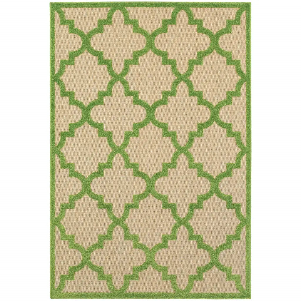 7' X 10' Green Geometric Stain Resistant Indoor Outdoor Area Rug - Homeroots - Flyclothing LLC