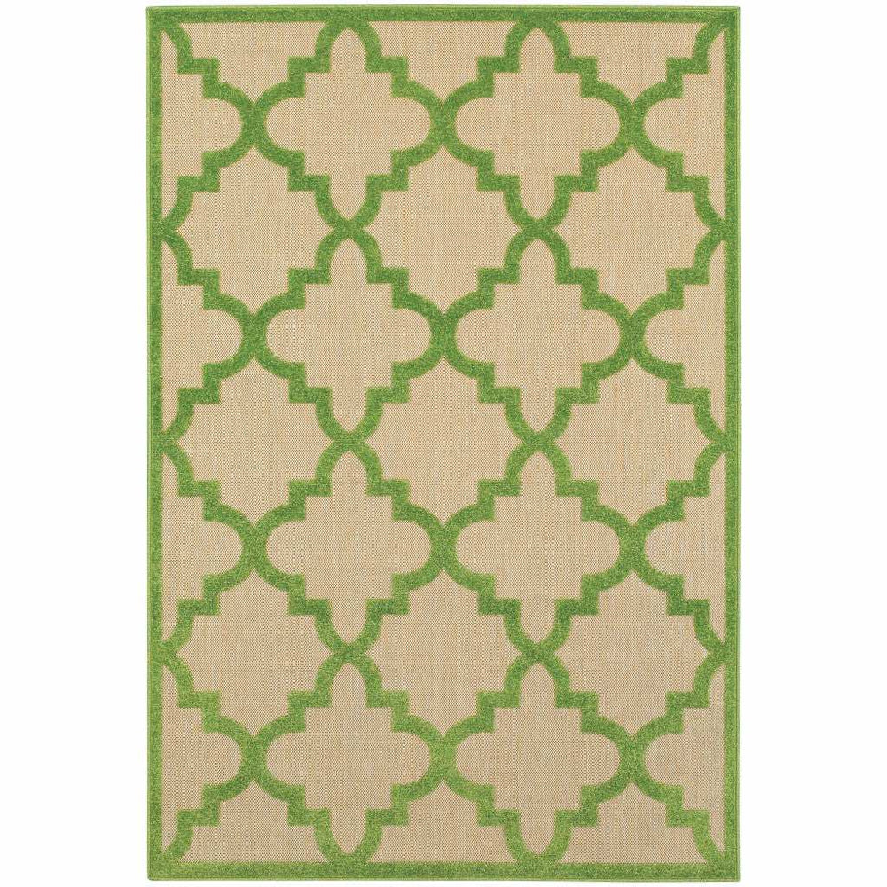 7' X 10' Green Geometric Stain Resistant Indoor Outdoor Area Rug - Homeroots - Flyclothing LLC
