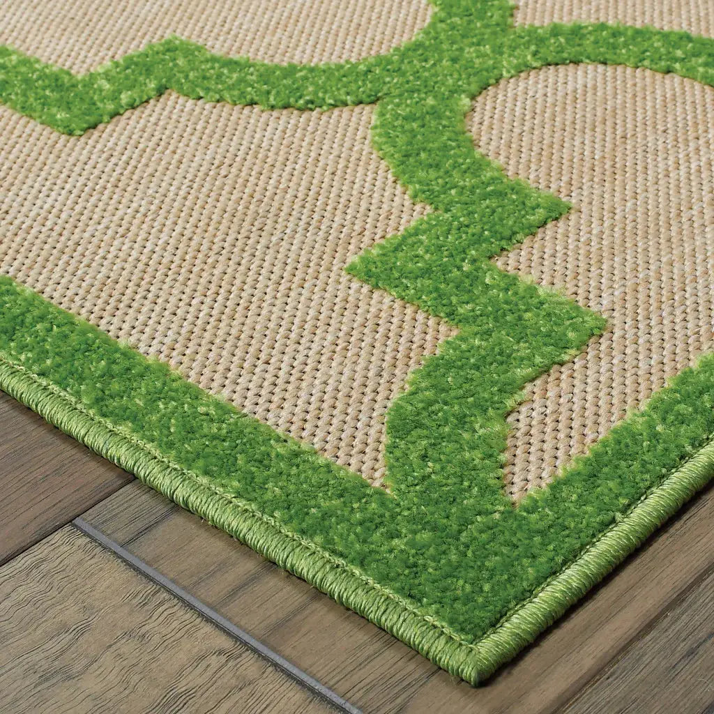 8' X 11' Green Geometric Stain Resistant Indoor Outdoor Area Rug - Homeroots - Flyclothing LLC