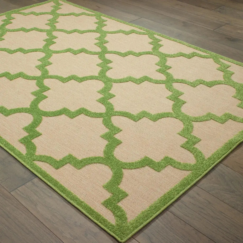 8' X 11' Green Geometric Stain Resistant Indoor Outdoor Area Rug - Homeroots - Flyclothing LLC