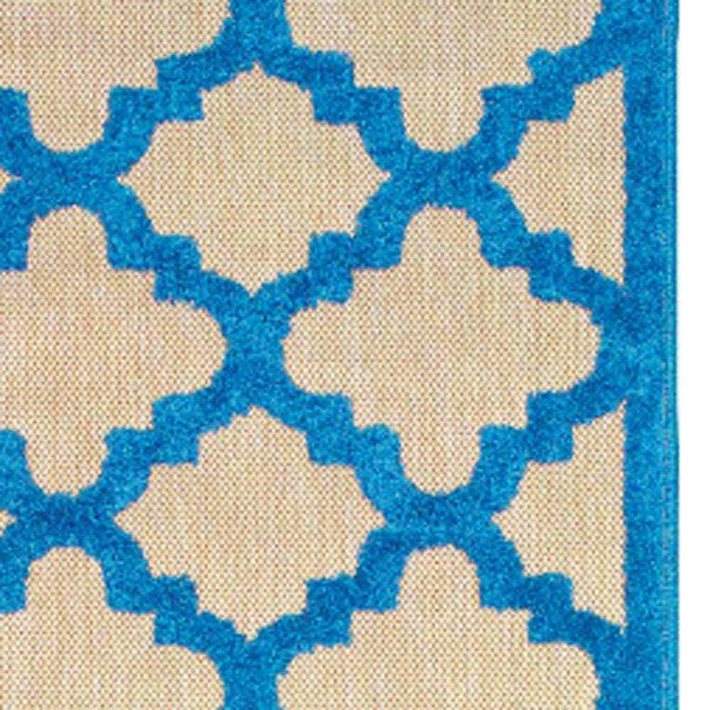 2' X 8' Blue and Beige Geometric Stain Resistant Indoor Outdoor Area Rug - Homeroots - Flyclothing LLC