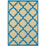 8' X 11' Blue and Beige Geometric Stain Resistant Indoor Outdoor Area Rug - Homeroots - Flyclothing LLC