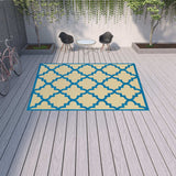 10' X 13' Blue and Beige Geometric Stain Resistant Indoor Outdoor Area Rug - Homeroots - Flyclothing LLC