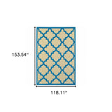 10' X 13' Blue and Beige Geometric Stain Resistant Indoor Outdoor Area Rug - Homeroots - Flyclothing LLC