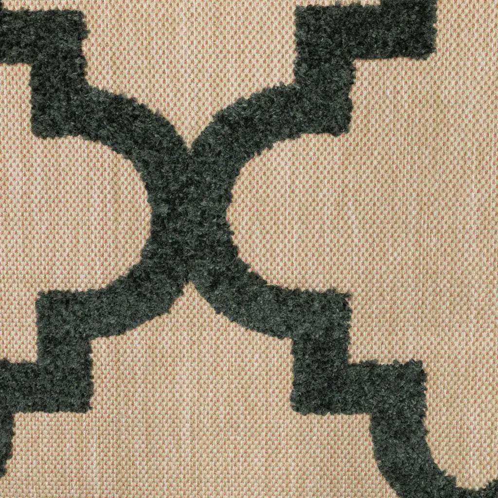 4' X 5' Beige and Black Geometric Stain Resistant Indoor Outdoor Area Rug - Homeroots - Flyclothing LLC