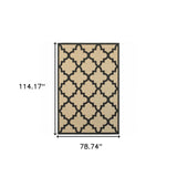 7' X 10' Beige and Black Geometric Stain Resistant Indoor Outdoor Area Rug - Homeroots - Flyclothing LLC