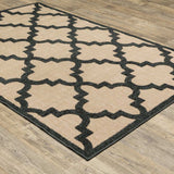 7' X 10' Beige and Black Geometric Stain Resistant Indoor Outdoor Area Rug - Homeroots - Flyclothing LLC