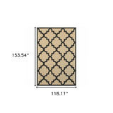 10' X 13' Beige and Black Geometric Stain Resistant Indoor Outdoor Area Rug - Homeroots - Flyclothing LLC