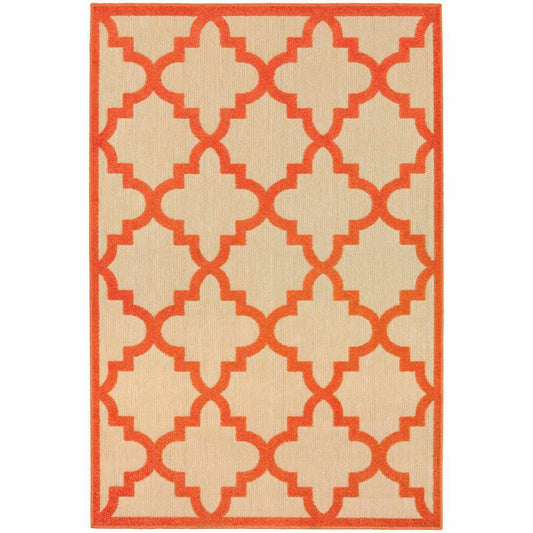 8' X 11' Orange Geometric Stain Resistant Indoor Outdoor Area Rug - Homeroots - Flyclothing LLC