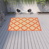 10' X 13' Orange Geometric Stain Resistant Indoor Outdoor Area Rug - Homeroots - Flyclothing LLC