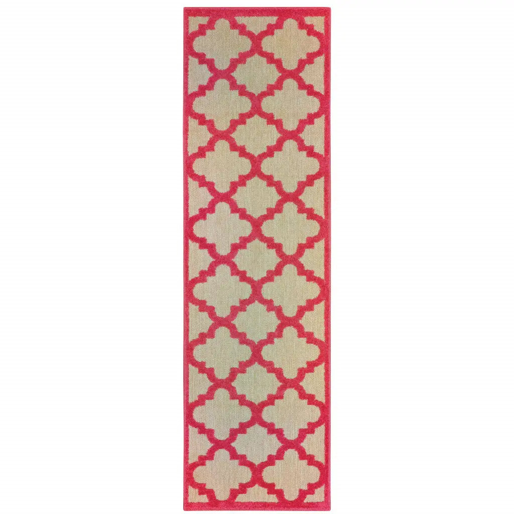 2' X 8' Red Geometric Stain Resistant Indoor Outdoor Area Rug - Homeroots - Flyclothing LLC