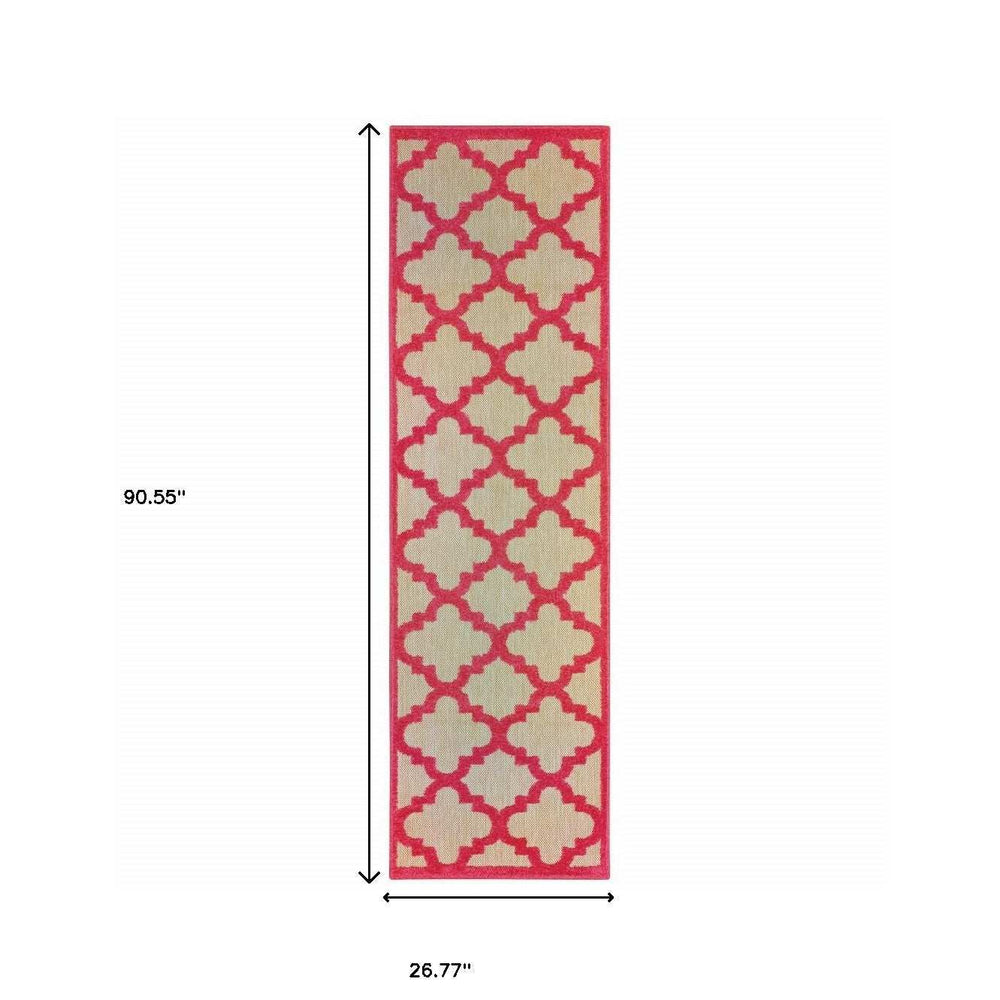 2' X 8' Red Geometric Stain Resistant Indoor Outdoor Area Rug - Homeroots - Flyclothing LLC