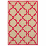 4' X 5' Red Geometric Stain Resistant Indoor Outdoor Area Rug - Homeroots - Flyclothing LLC