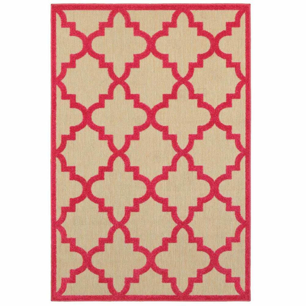 4' X 5' Red Geometric Stain Resistant Indoor Outdoor Area Rug - Homeroots - Flyclothing LLC