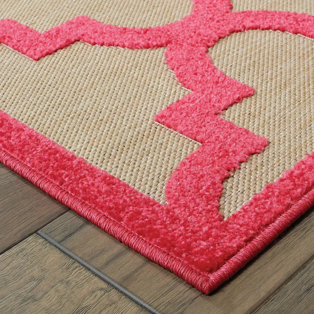 7' X 10' Red Geometric Stain Resistant Indoor Outdoor Area Rug - Homeroots - Flyclothing LLC