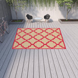 10' X 13' Red Geometric Stain Resistant Indoor Outdoor Area Rug - Homeroots