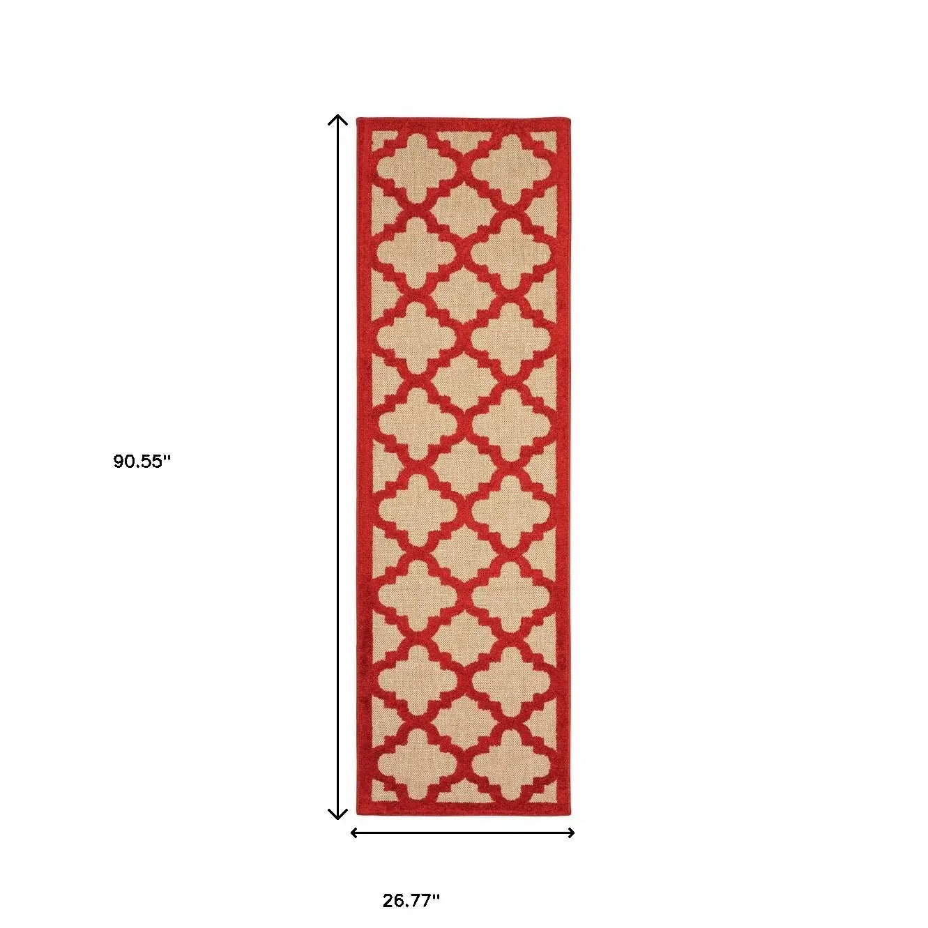 2' X 8' Red Geometric Stain Resistant Indoor Outdoor Area Rug - Homeroots - Flyclothing LLC
