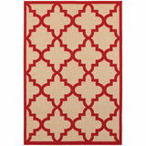 7' X 10' Red Geometric Stain Resistant Indoor Outdoor Area Rug - Homeroots - Flyclothing LLC