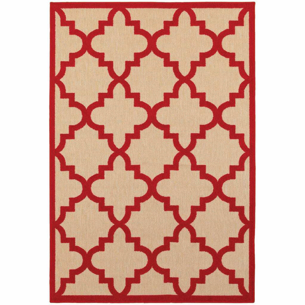 8' X 11' Red Geometric Stain Resistant Indoor Outdoor Area Rug - Homeroots - Flyclothing LLC
