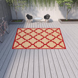 10' X 13' Red Geometric Stain Resistant Indoor Outdoor Area Rug - Homeroots