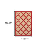 10' X 13' Red Geometric Stain Resistant Indoor Outdoor Area Rug - Homeroots - Flyclothing LLC