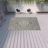 10' X 13' Blue and Green Oriental Stain Resistant Indoor Outdoor Area Rug - Homeroots - Flyclothing LLC