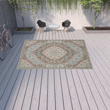 10' X 13' Blue Oriental Stain Resistant Indoor Outdoor Area Rug - Homeroots - Flyclothing LLC