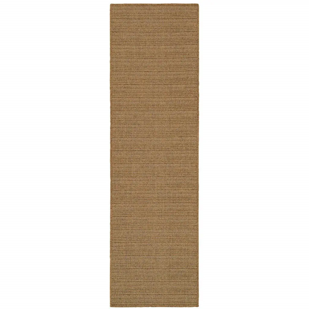 2' X 8' Tan Striped Stain Resistant Indoor Outdoor Area Rug - Homeroots - Flyclothing LLC