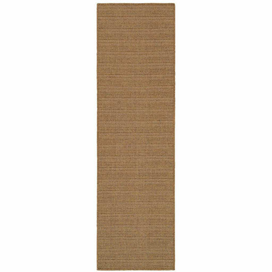 2' X 8' Tan Striped Stain Resistant Indoor Outdoor Area Rug - Homeroots - Flyclothing LLC