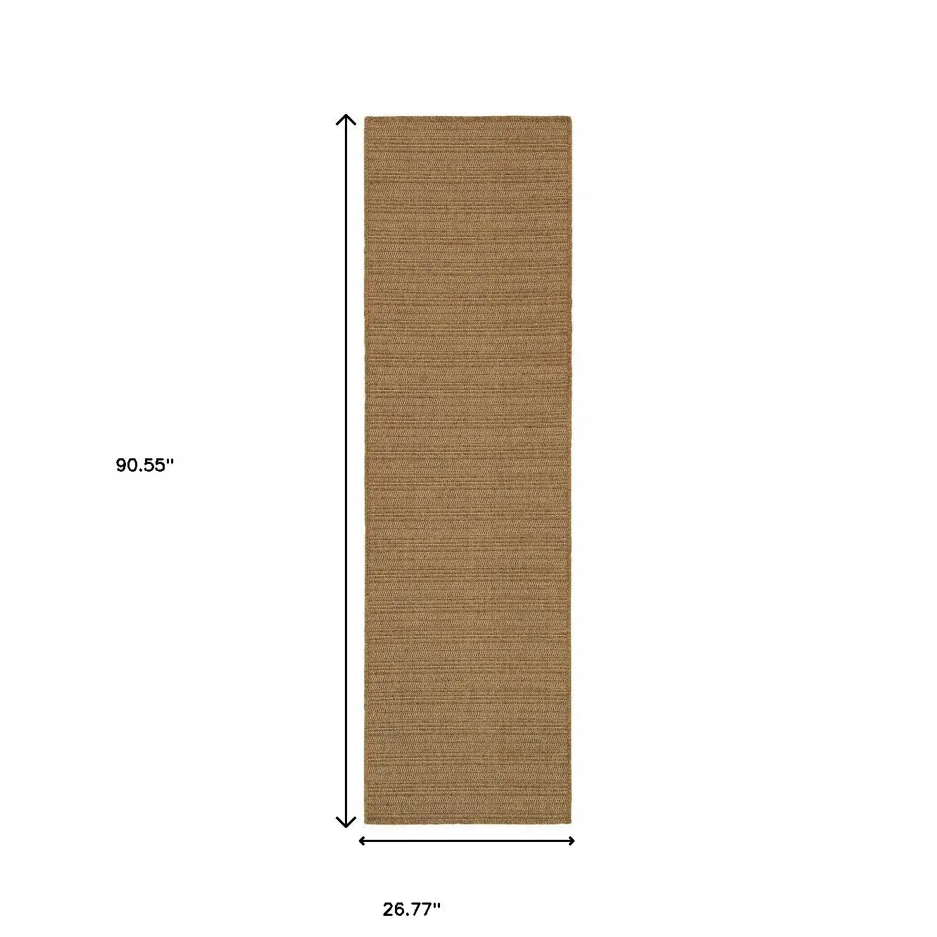 2' X 8' Tan Striped Stain Resistant Indoor Outdoor Area Rug - Homeroots - Flyclothing LLC
