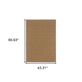4' X 6' Tan Striped Stain Resistant Indoor Outdoor Area Rug - Homeroots - Flyclothing LLC