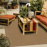 5' X 8' Tan Striped Stain Resistant Indoor Outdoor Area Rug - Homeroots - Flyclothing LLC
