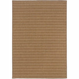 7' X 10' Tan Striped Stain Resistant Indoor Outdoor Area Rug - Homeroots - Flyclothing LLC