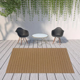 8' X 11' Tan Striped Stain Resistant Indoor Outdoor Area Rug - Homeroots - Flyclothing LLC
