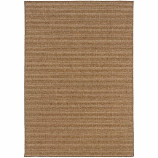 9' X 13' Tan Striped Stain Resistant Indoor Outdoor Area Rug - Homeroots - Flyclothing LLC
