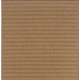 9' X 13' Tan Striped Stain Resistant Indoor Outdoor Area Rug - Homeroots - Flyclothing LLC