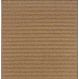 9' X 13' Tan Striped Stain Resistant Indoor Outdoor Area Rug - Homeroots - Flyclothing LLC