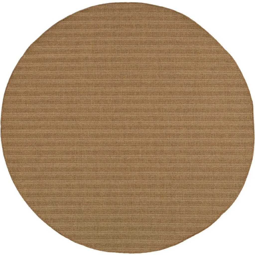 8' X 8' Tan Round Striped Stain Resistant Indoor Outdoor Area Rug - Homeroots - Flyclothing LLC