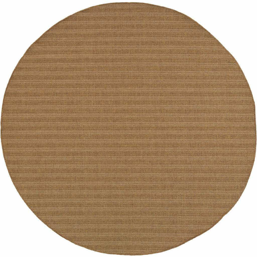 8' X 8' Tan Round Striped Stain Resistant Indoor Outdoor Area Rug - Homeroots - Flyclothing LLC
